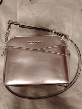 Michael Kors Silver Metallic Crossbody Bag